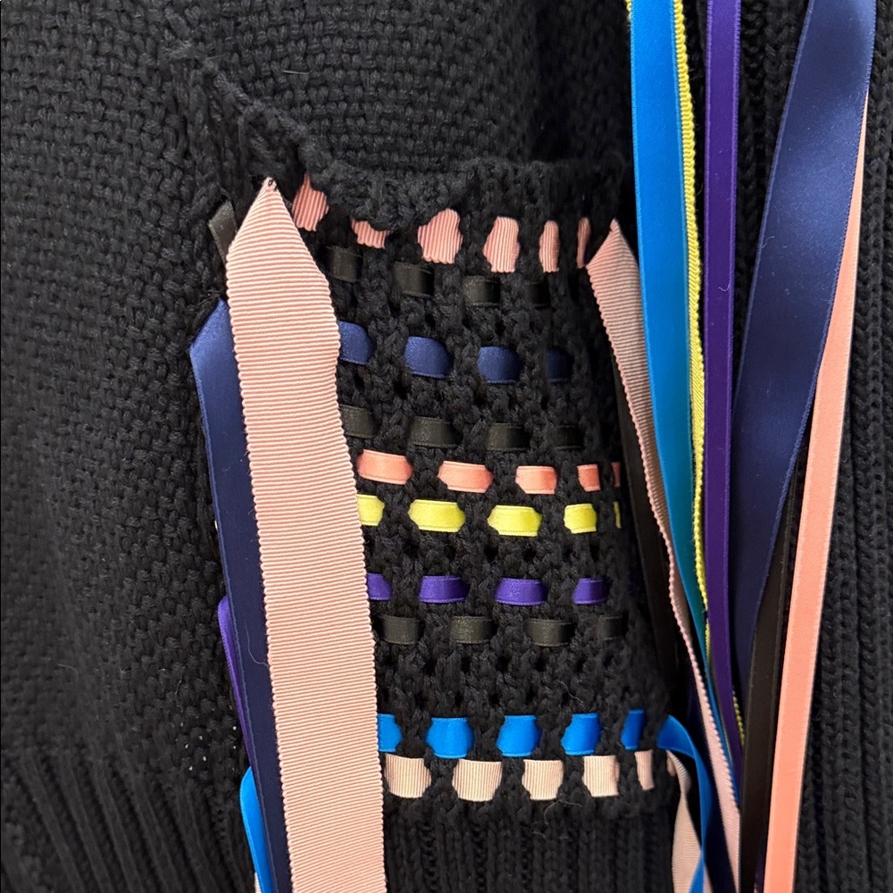 ✨ PREEN LINE by Thornton Bregazzi Fringe Multicolor Ribbon Statement Cardigan S - Picture 8 of 16